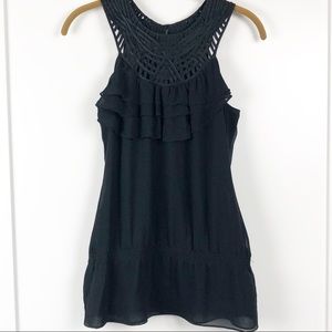 White House Black Market Ruffle Halter Peplum XS